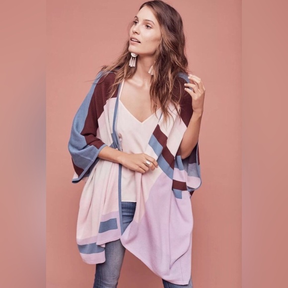 Plenty Tracey Reese Anthropologie Geometric Poncho XS/S - Picture 2 of 7